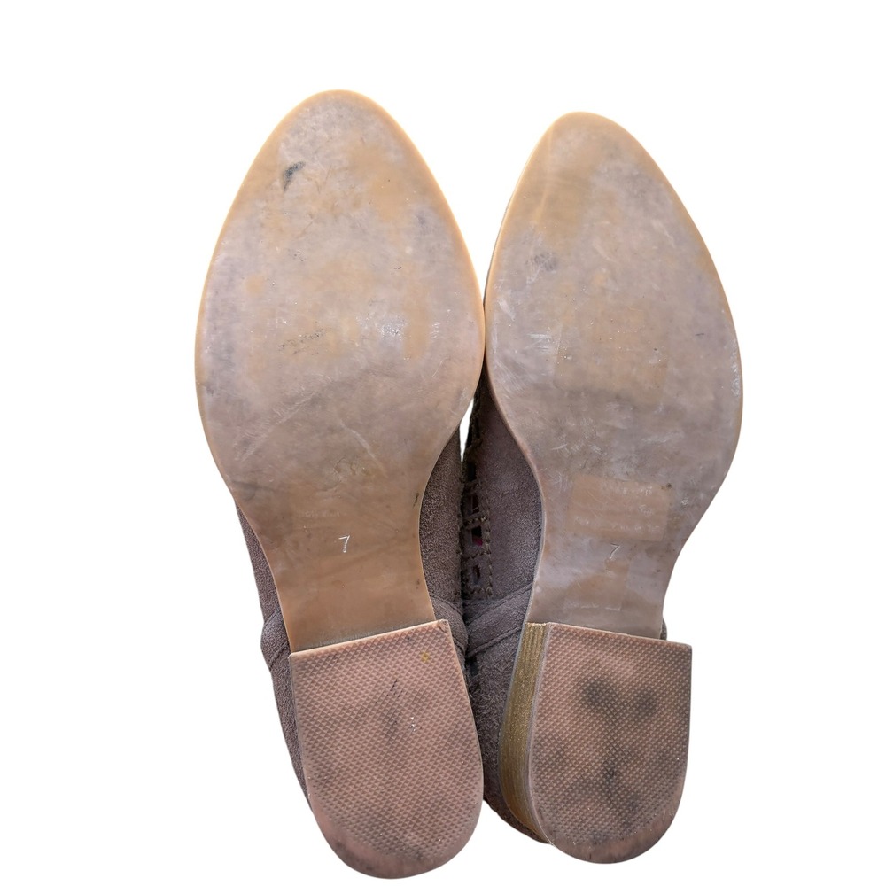 Jeffrey Campbell Womens 7 Cienega Ankle Bootie Taupe Suede Lattice Boho Festival - Picture 5 of 9